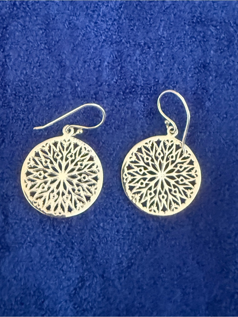 Sterling Silver Filigree Round Drop Earrings - Silver